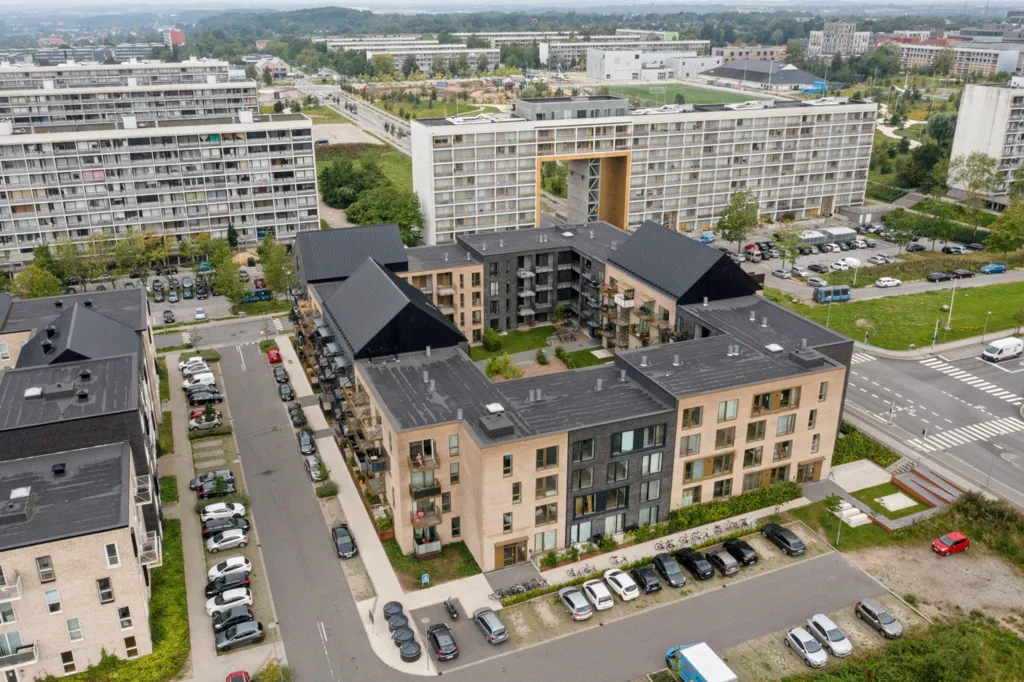 Vue aérienne - Modern Apartment with Garden Access in Aarhus