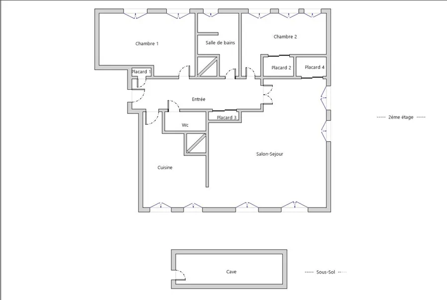 Floor Plan - Secure T3 Apartment with Parking in Le Mans