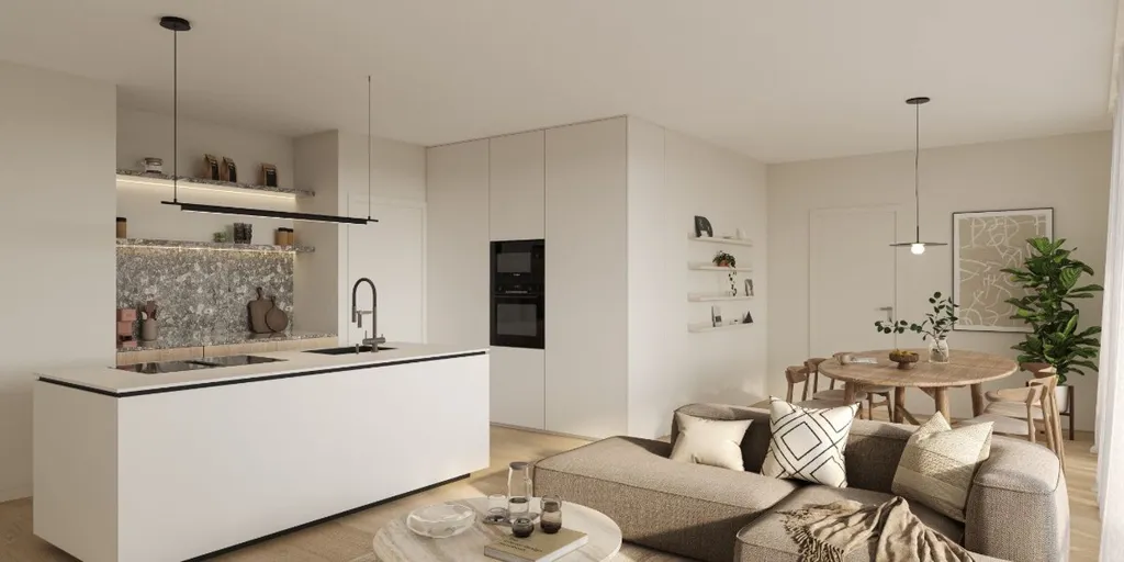 Kitchen - Contemporary Apartment with Terrace in Lebbeke