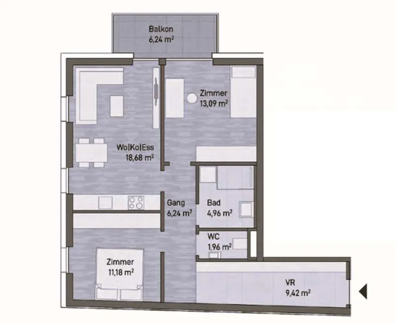 Plaan - New Build Apartment with Balcony in Central Graz