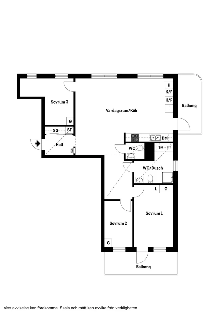 Plan - Apartment with Two Balconies in Kungälv