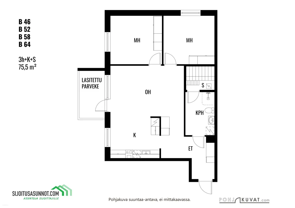 Plan - Apartment with Balcony in Pori Centre