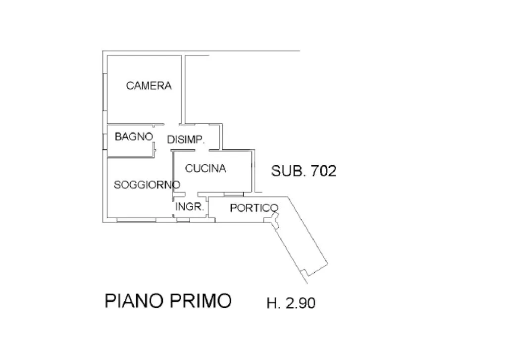 Plan - First-Floor Apartment with Private Porch in Mozzo