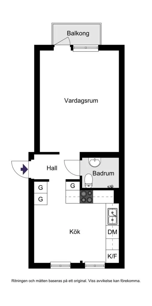 Planimetria - 40s Flat with Balcony in Uppsala