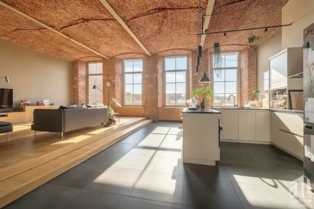 Séjour - Loft avec Lignes Industrielles à Résidence Artic
