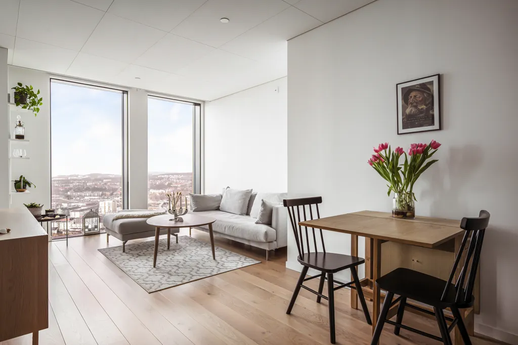 Living Room - Apartment with City View in Gothenburg