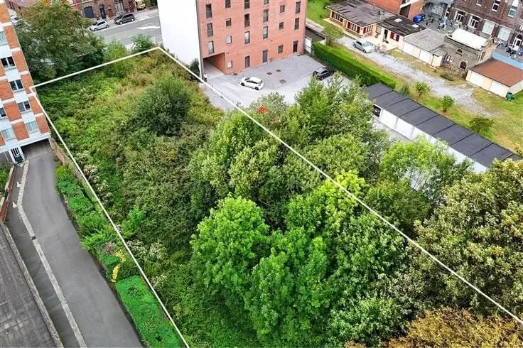Aerial - Development Plot with Permitted 19-Unit Building in Charleroi