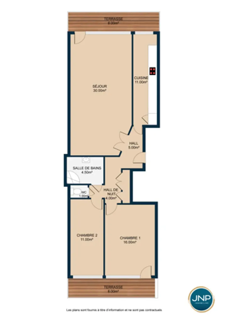 Planimetria - Two-Bedroom Flat with Terraces in Scherdemael
