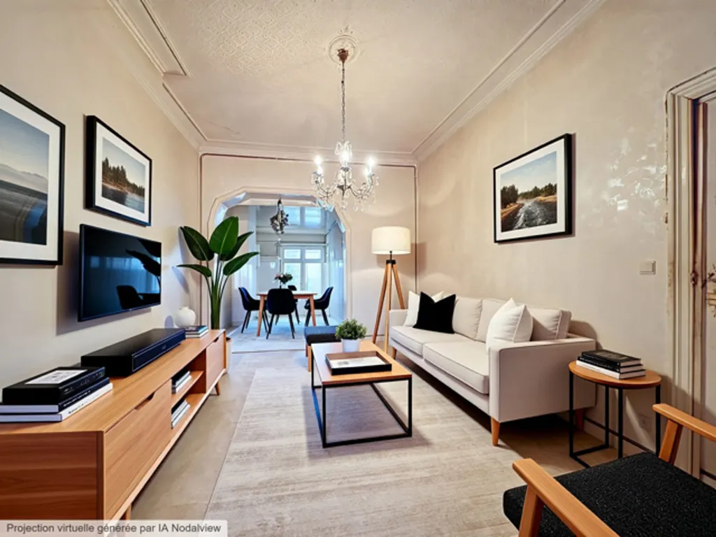 Séjour - Appartement Art-déco avec Deux Terrasses à Koekelberg