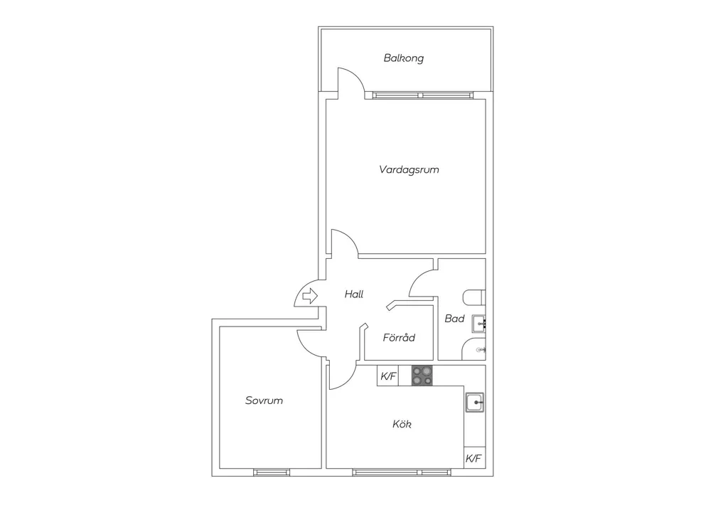 Plan - Bright 2nd Floor Flat with Balcony on Granövägen