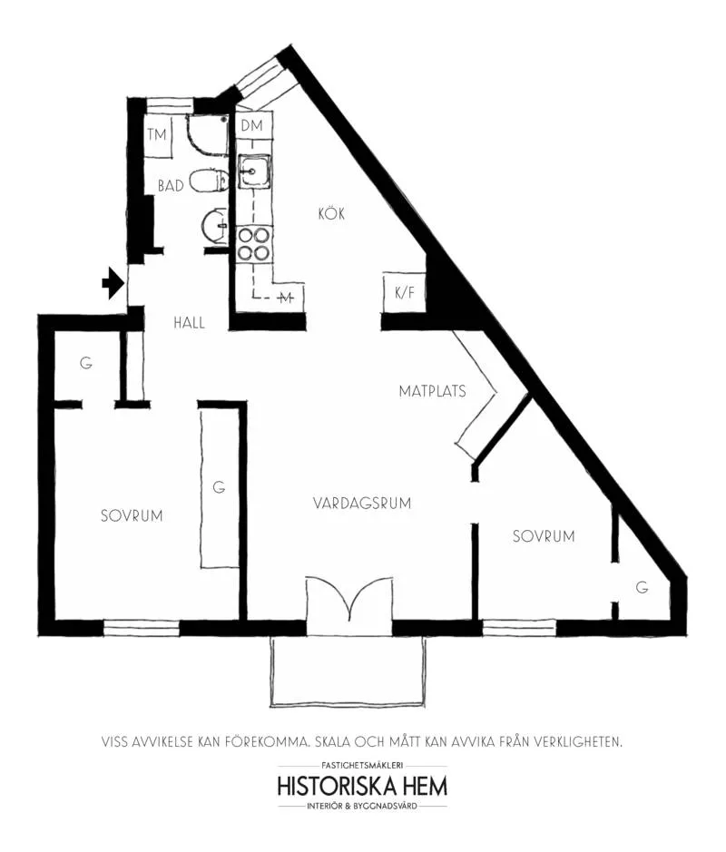 Plaan - Funkistyle Flat with Balcony in Midsommarkransen