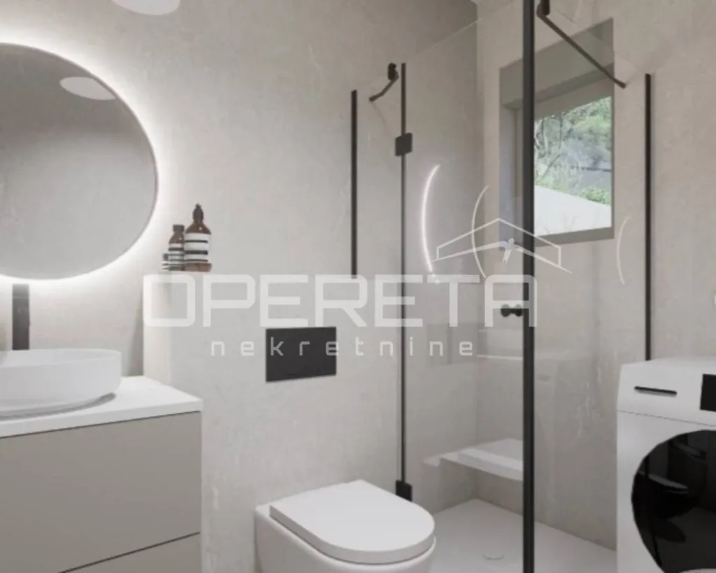 Salles de bain - Spacious Two-Bedroom Apartment with Balcony in Omiš