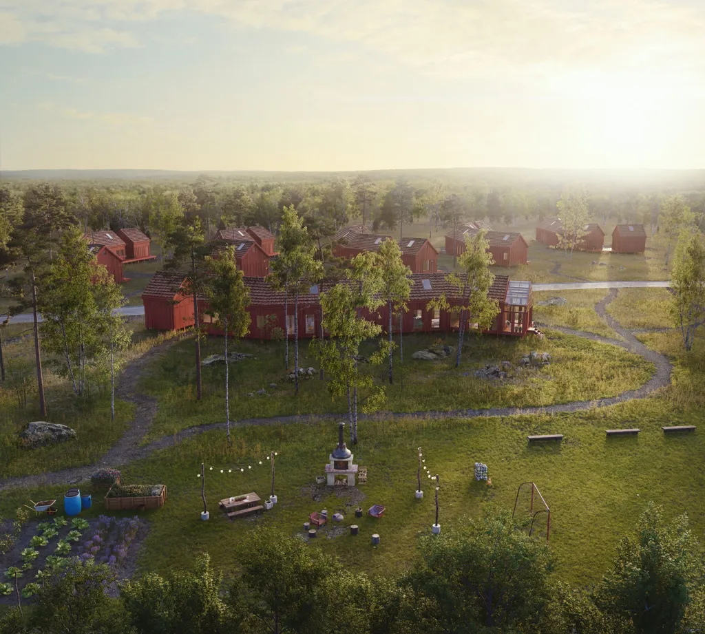 Vue aérienne - Buildable Plot with Five Houses in Strängnäs