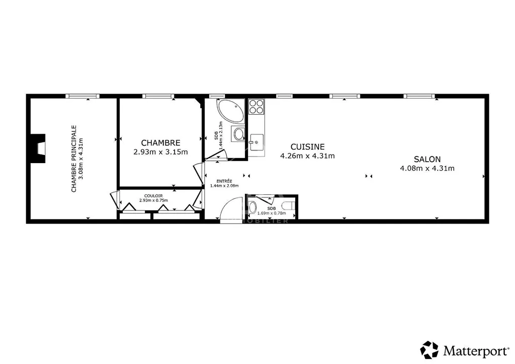 Planimetria - 3-Bedroom Parisian Flat with West Exposure