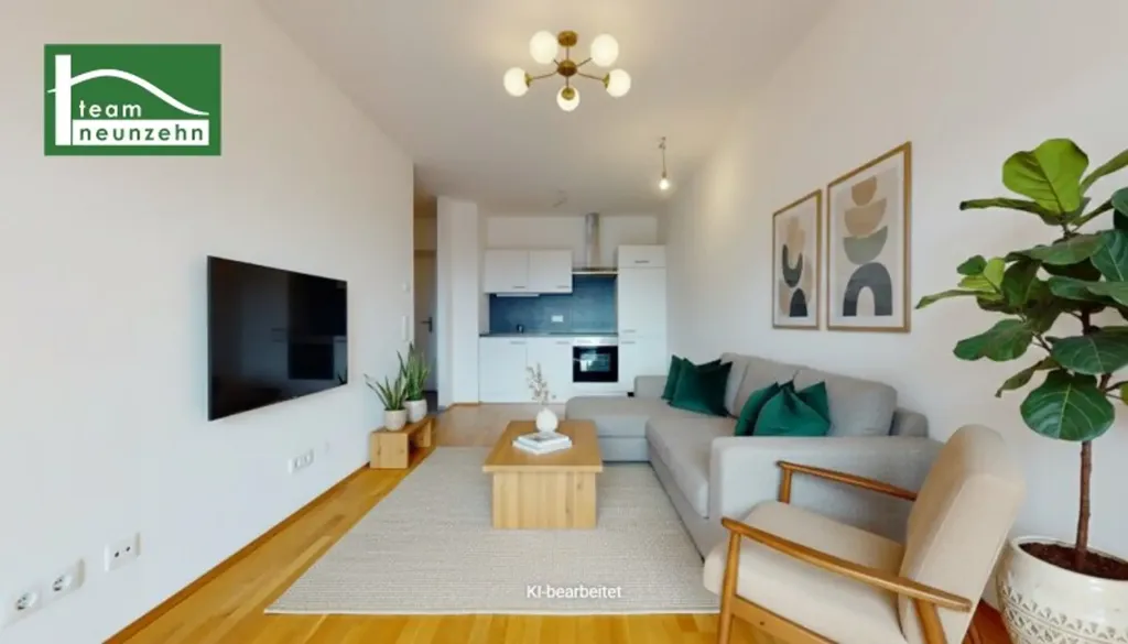 Living Room - 2-Bedroom Apartment with Balcony in Brauquartier, Graz