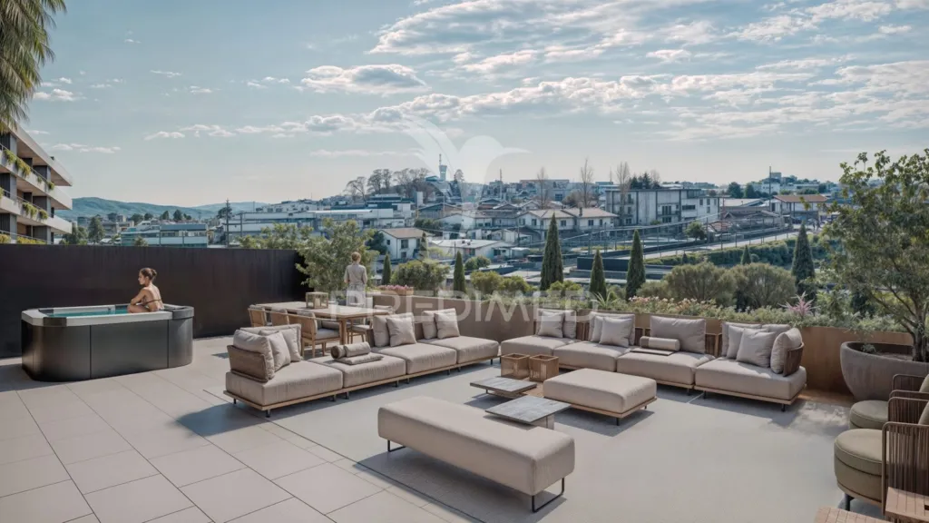 Terrace - Luxury T2 Apartment with Jacuzzi in Penafiel