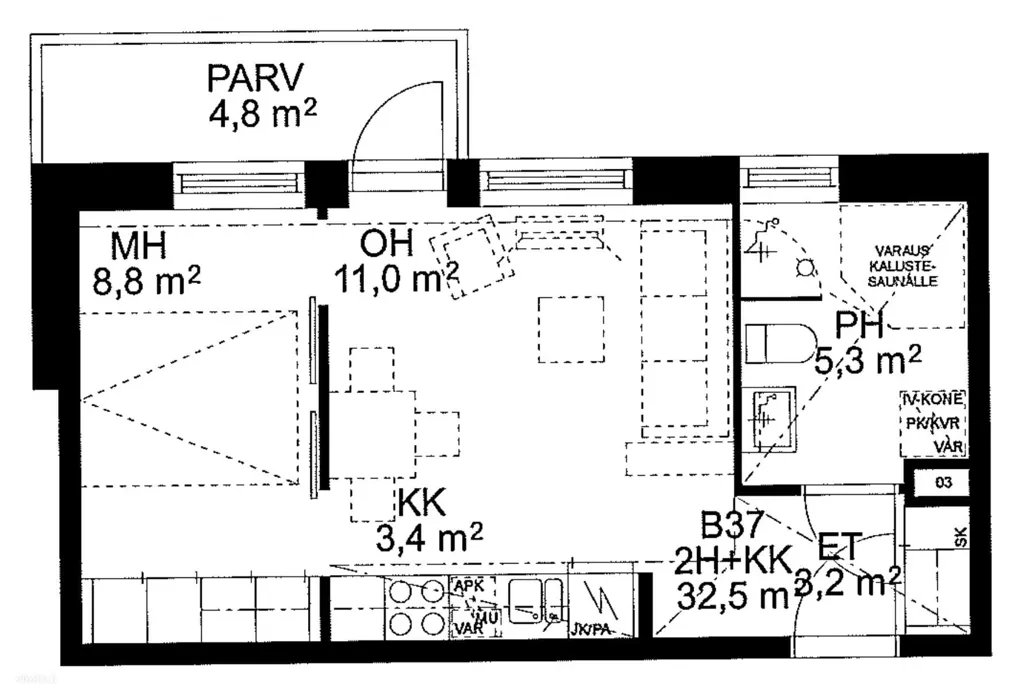Planimetria - Bright Two-Bedroom with Balcony in Oulu Centre