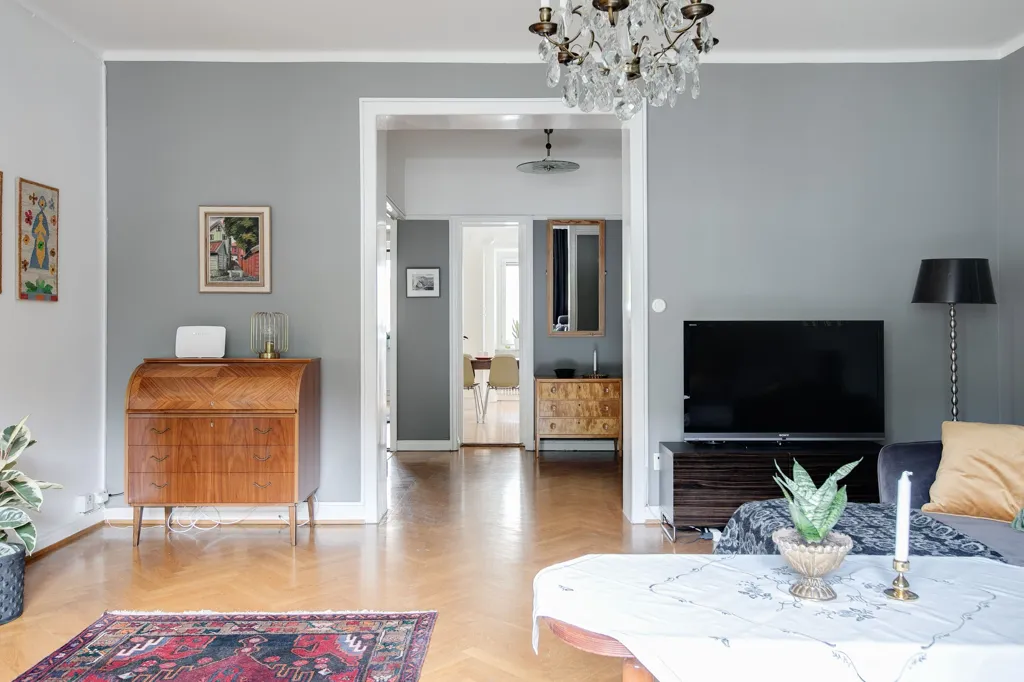 Living Room - Art Deco Flat with Balcony in Central Norrköping
