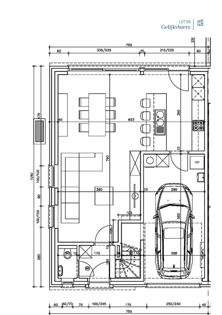 Plan - Nouvelle Maison Moderne avec Carport à Oedelem
