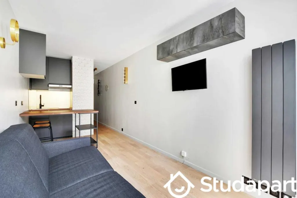 Séjour - Studio Meublé avec Terrasse dans Immeuble Sécurisé