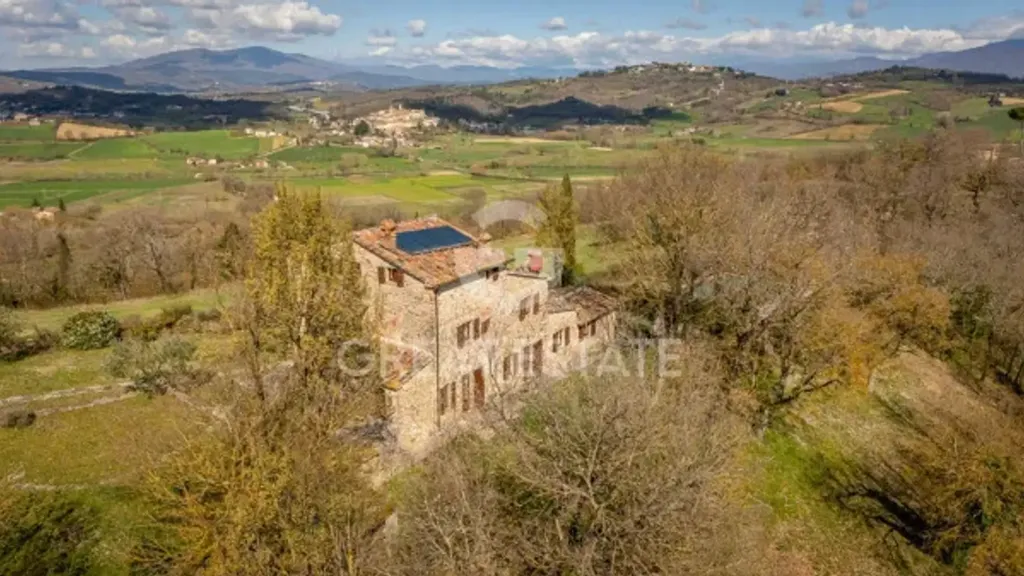 Aerial - Restored Tuscan Casale with Pool in Padonchia