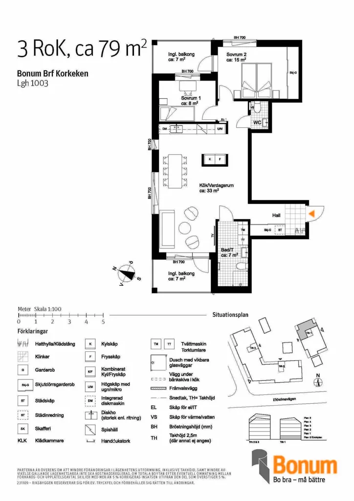 Apartment with Two Balconies in Linköping