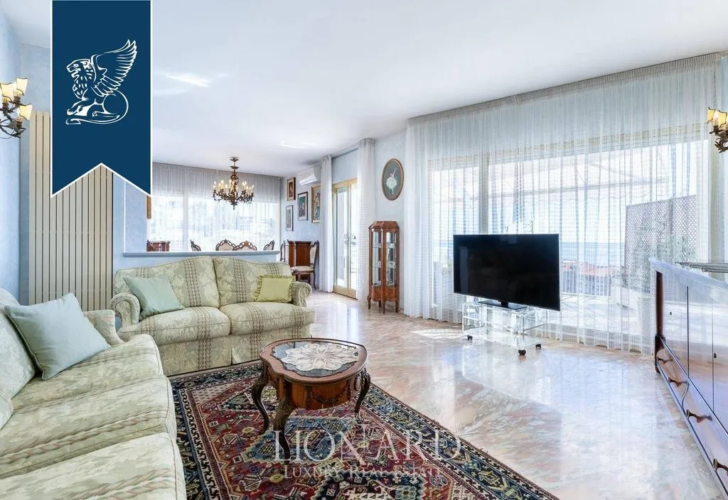 Living Room - Luxury Sea-Facing Penthouse in Sanremo