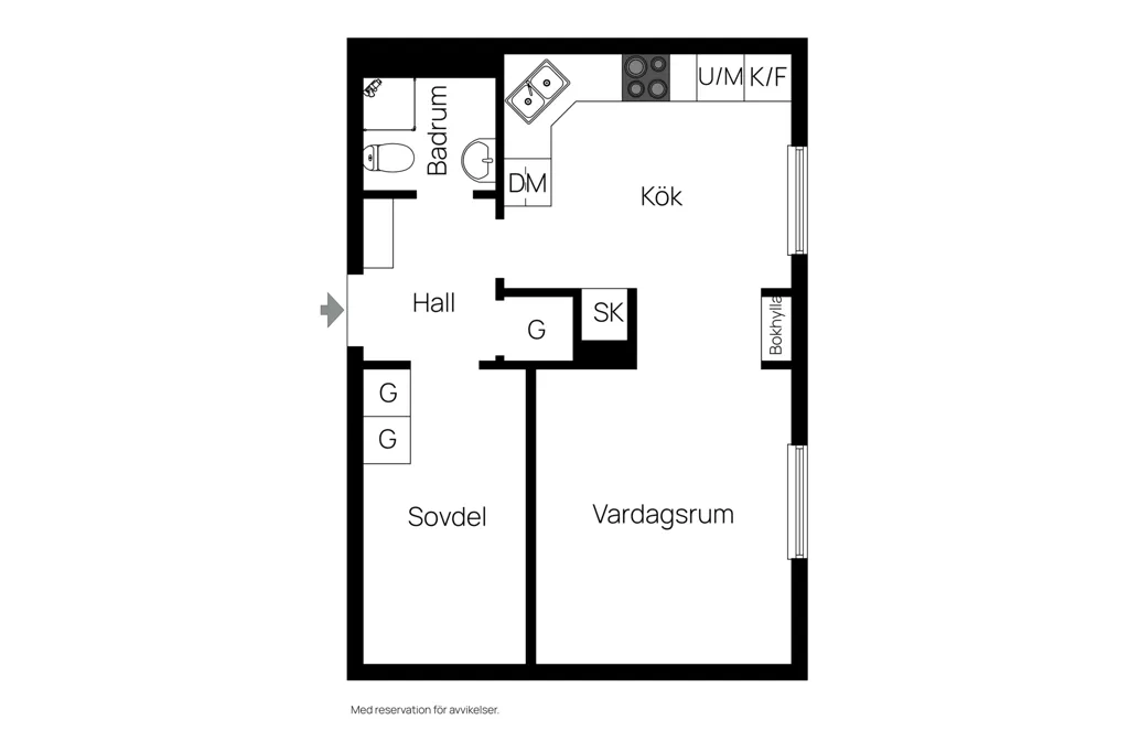 Plan - 1.5-Bedroom Flat with Balcony in Uppsala