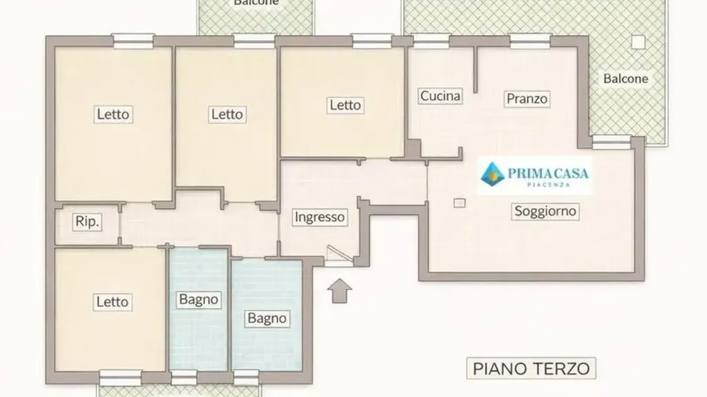 Plan - Spacious Apartment with Balcony in Piacenza