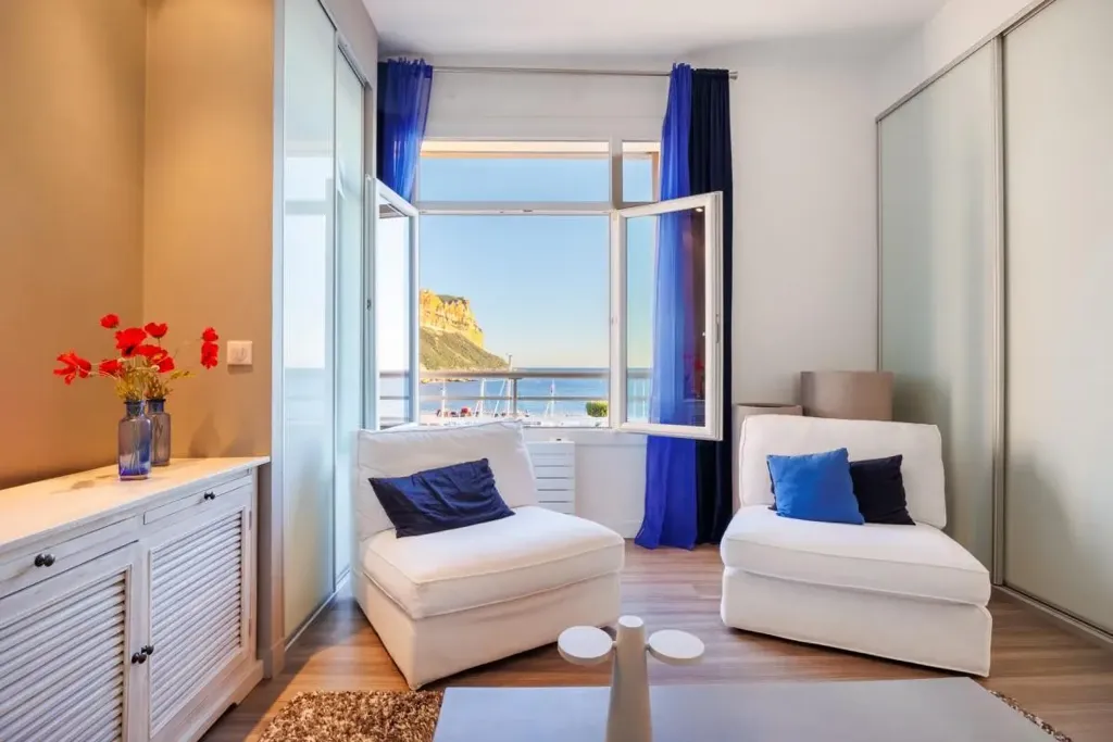 Living Room - Renovated Apartment with Sea View in Cassis