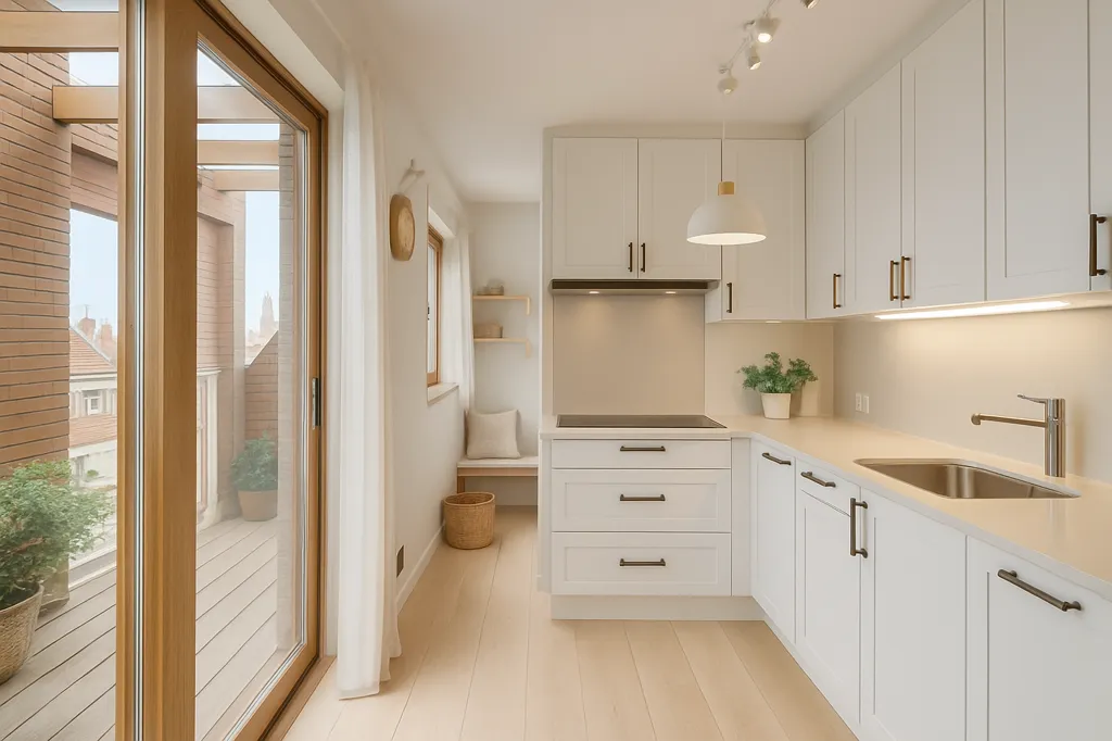 Cuisine - Appartement Moderne avec Deux Terrasses à Bruges