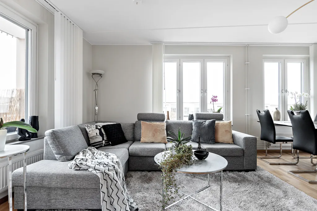 Living Room - Modern Flat with Glazed Balcony in Nyby