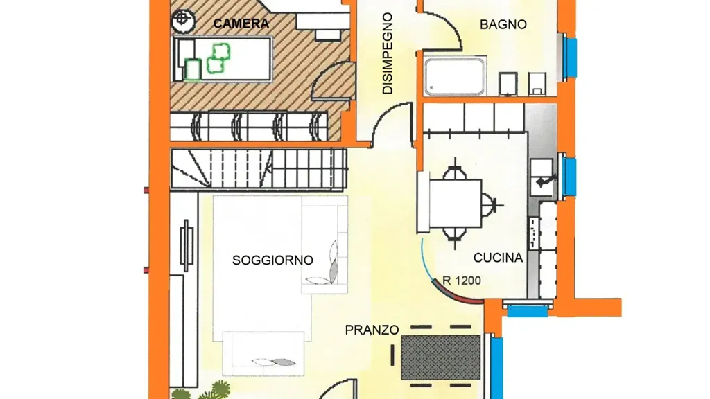 Plan - Triplex in Villa with Terraces in Treviolo