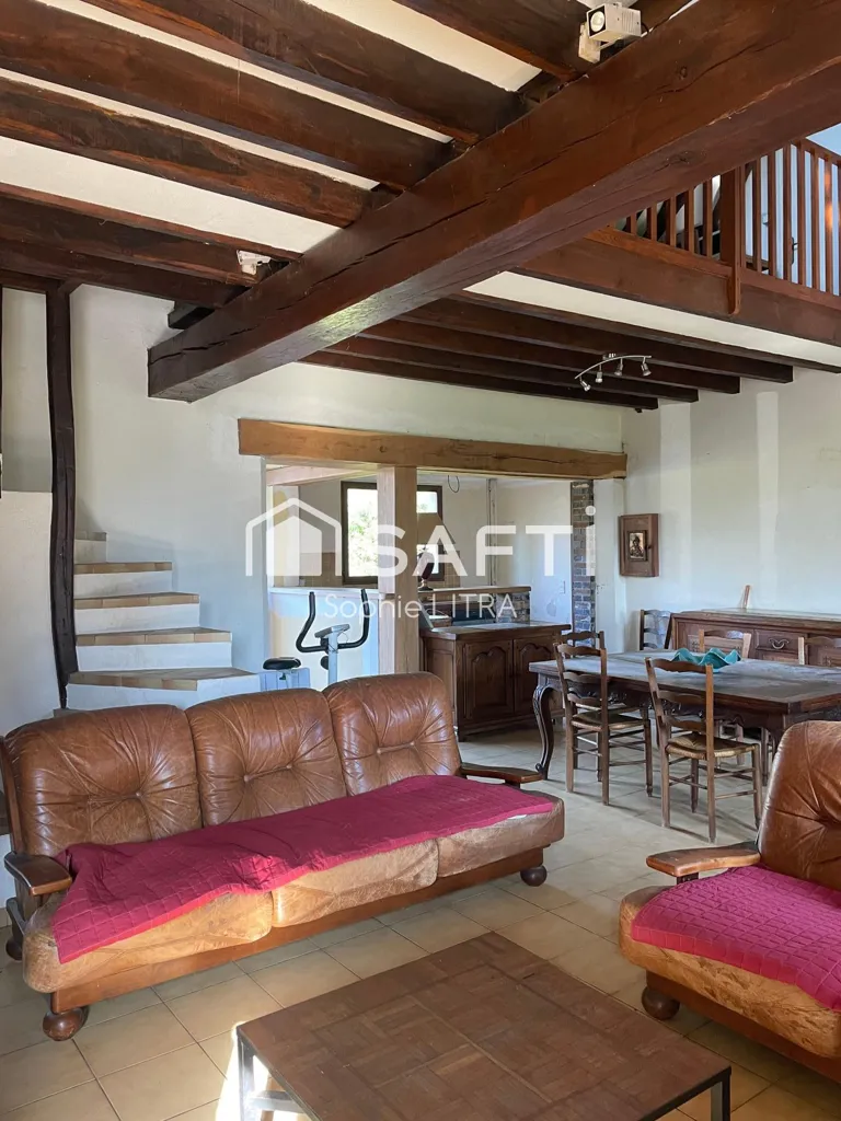 Séjour - Maison Ancienne avec Terrasse et Jardin à Domats