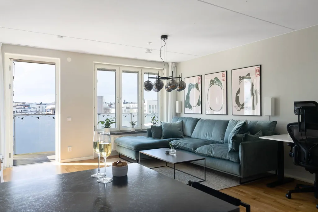 Séjour - Apartment with West Balcony in Hammarby Sjöstad