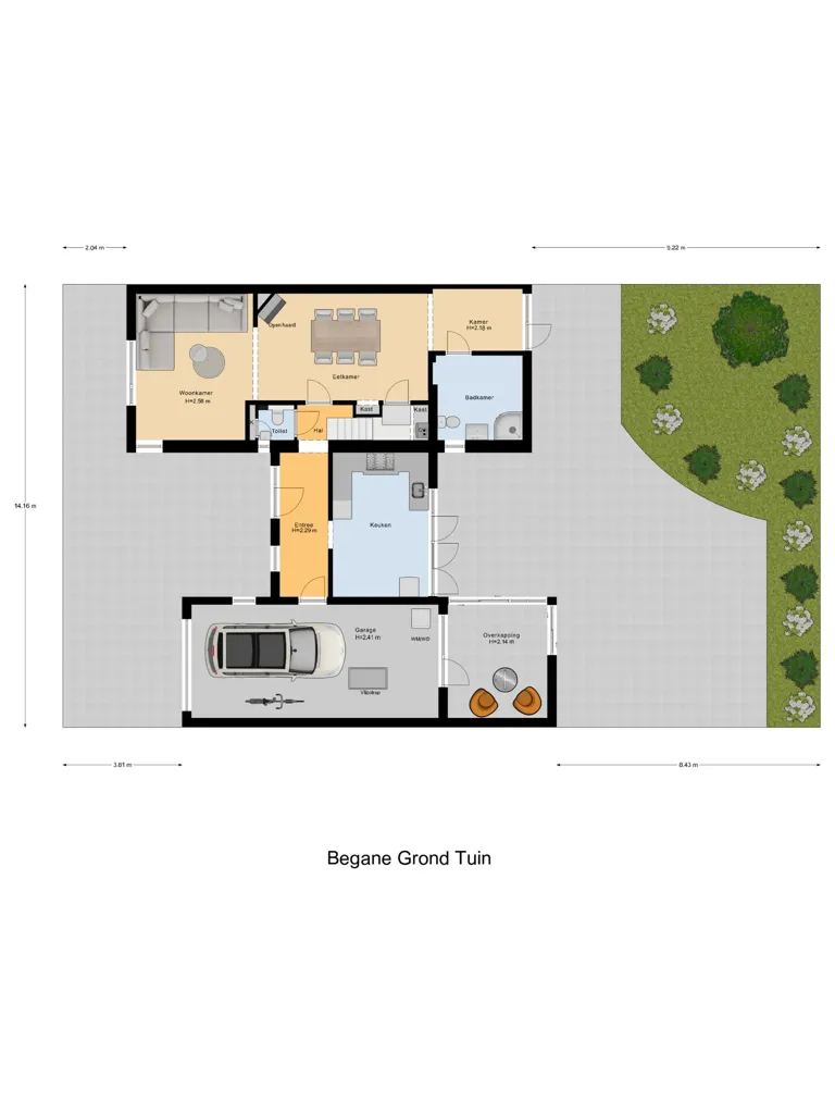 Floor Plan - Two-Storey House with Garden in Almelo