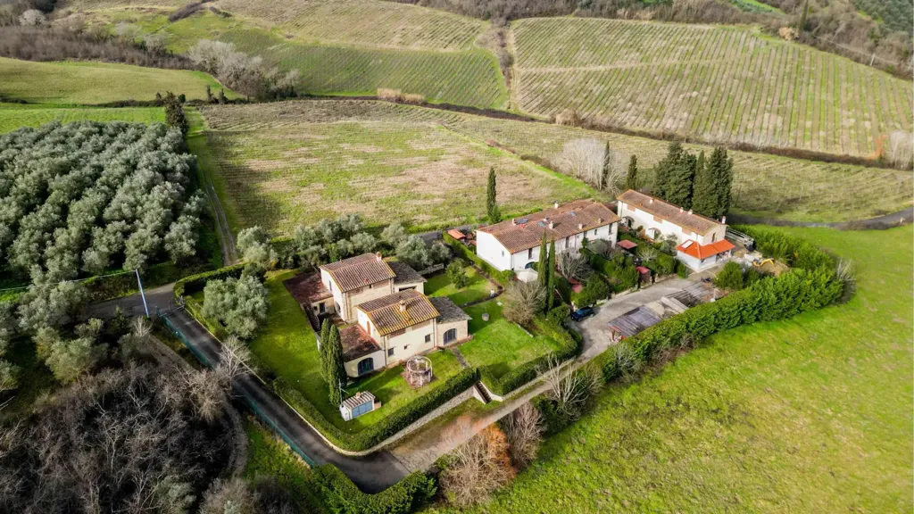 Aerial - Rustic Complex with Garden in Montespertoli