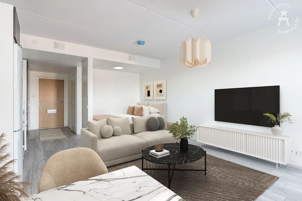 Living Room - Modern Flat with Balcony in Keimola, Vantaa