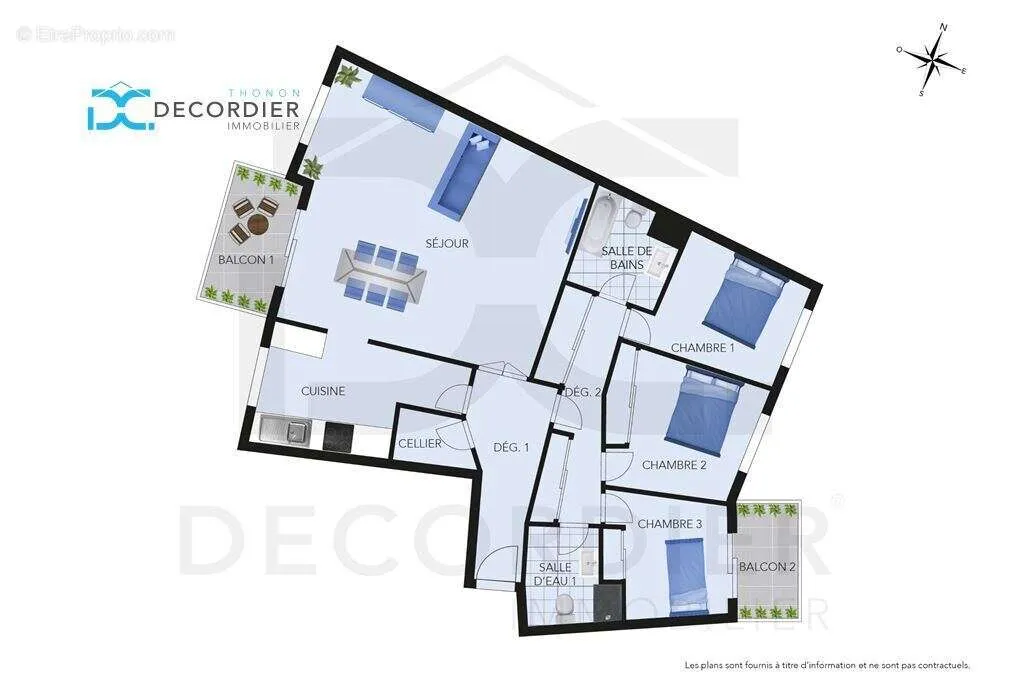 Plan - Appartement Traversant avec Vue Lac à Thonon-les-Bains