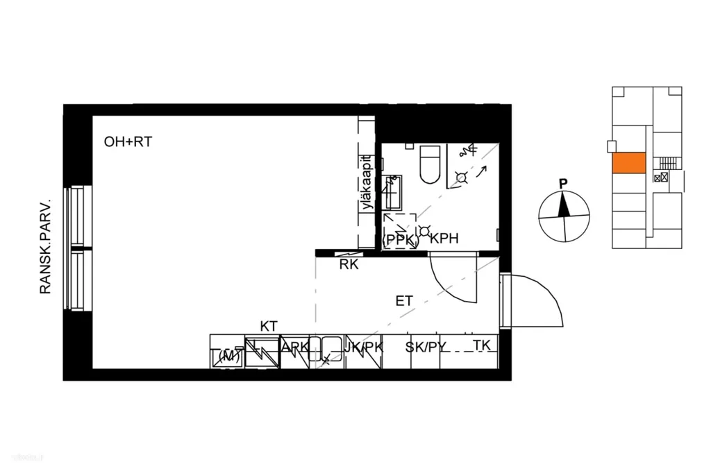 Floor Plan - Modern Studio with High Ceiling in Tampere