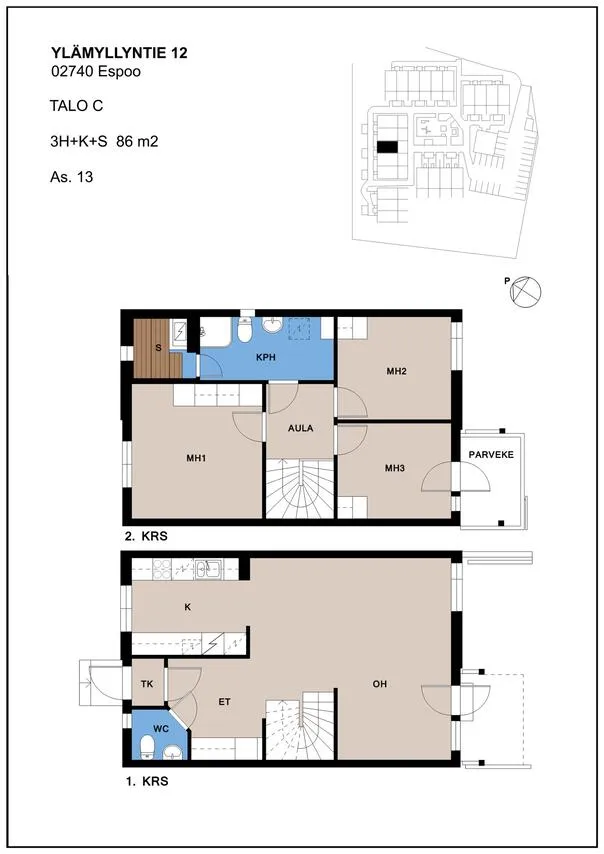 Plan - Two-Storey House with Sauna in Espoo