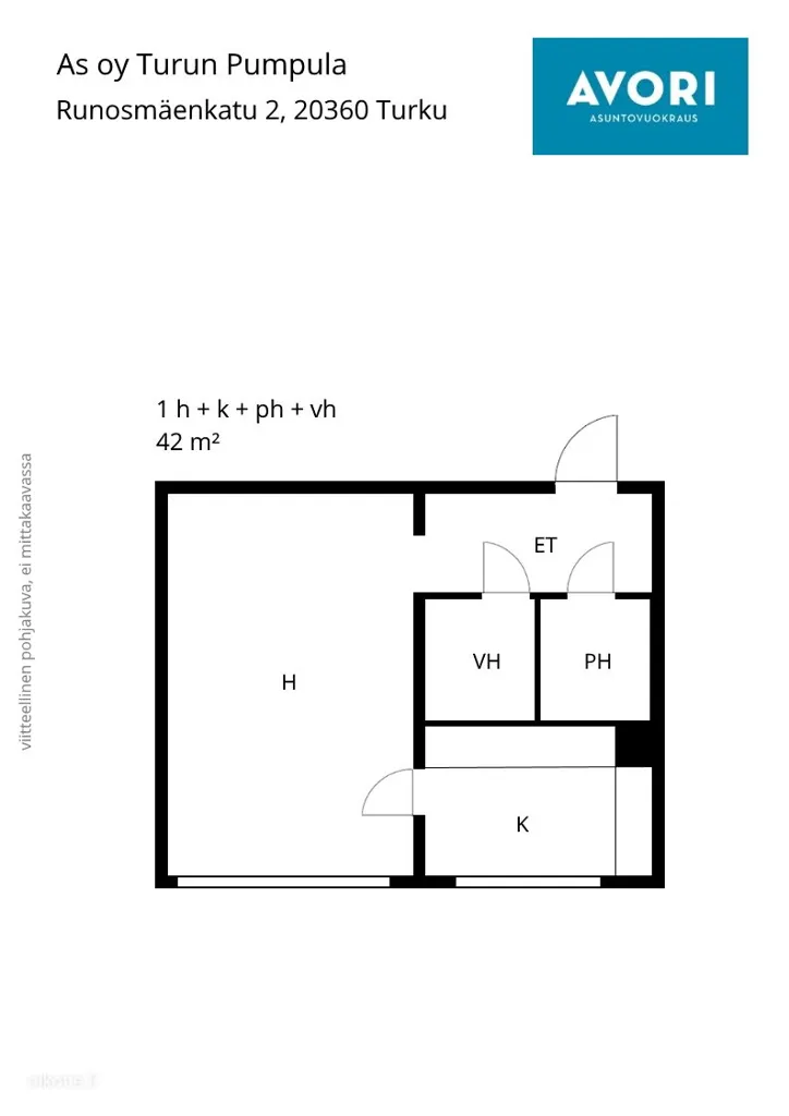 Plan - Bright Studio Flat with Kitchen in Turku