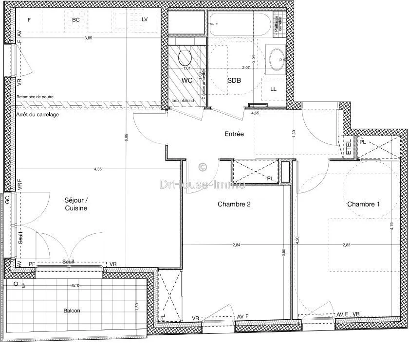 Plan - Appartement 3 Pièces avec Balcon dans Résidence Neuve