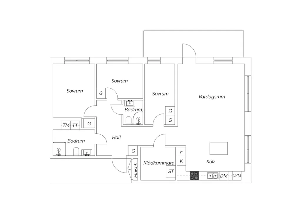 Plan - Modern Flat with Glass Balcony in Österplan