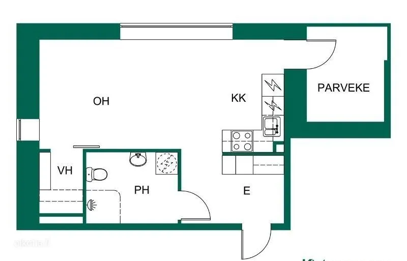 Plan - Modern Studio with Balcony in Linnanmaa, Oulu