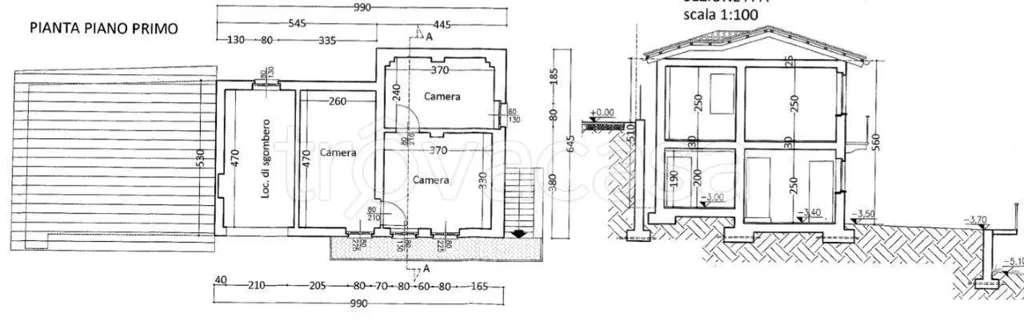 Plan - Casale with Garden and Panoramic View in Bra
