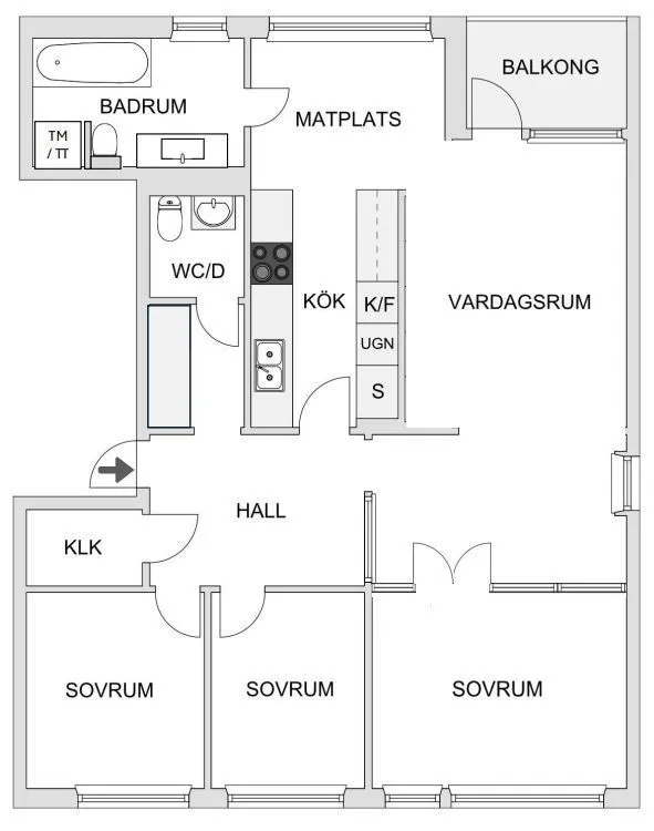 Plaan - Apartment with Balcony in Södermalm