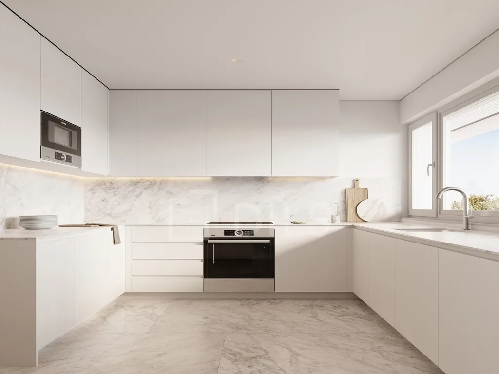 Kitchen - Contemporary Apartment with Balcony in Carcavelos
