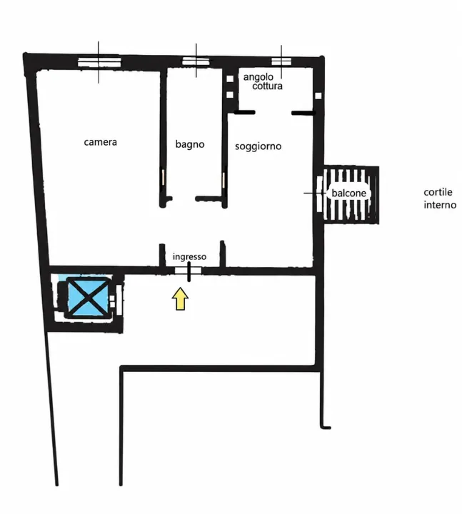 Planimetria - Rusticated 2-Bedroom Apartment in Milan