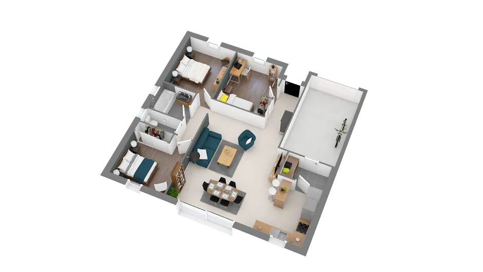 Plaan - New 4-Piece House with Garden in Scorbé-Clairvaux